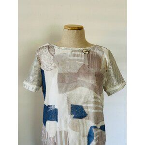 Elisa Cavaletti Women's Medium Italian Sequin Mesh Overlay Dress Beige/Blue